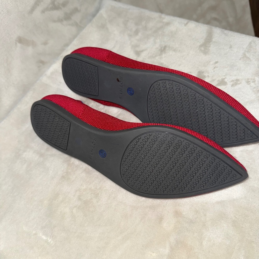 Rothys The Point Red Knit Pointed Toe Flat Shoes Womens Size 9W - Picture 5 of 6